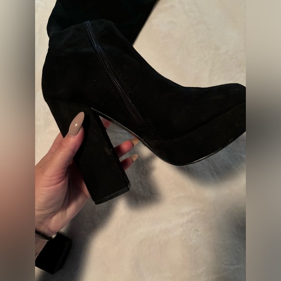 Steve Madden Sofia Black Over the Knee Faux Suede Stretch Boot - Picture 9 of 12